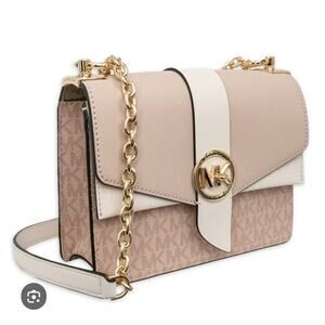 Michael Kors Greenwich Small Color-Block Logo Crossbody Bag Saffiano Leather MCM